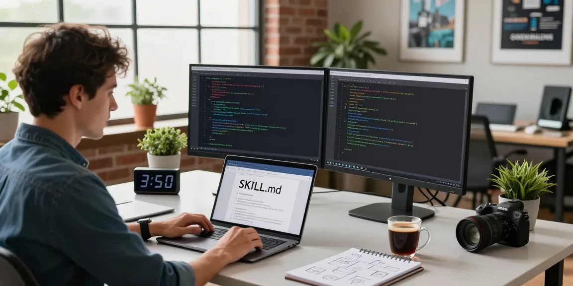 Creating Open Claw Skill instructions in a modern software development workspace with coffee, code, and natural light.