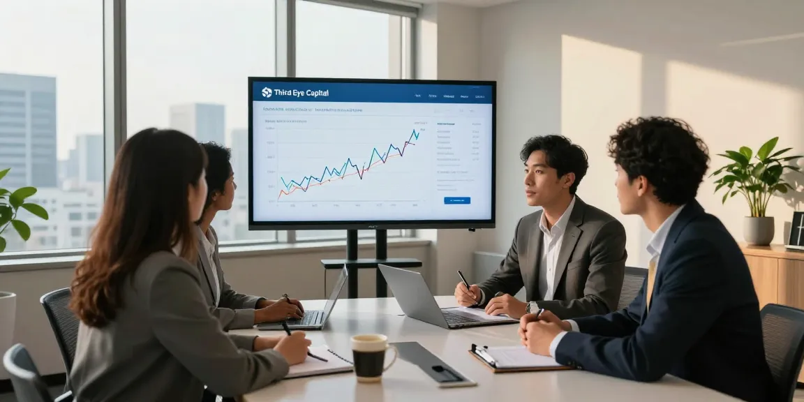 Third Eye Capital financial advisor consulting with clients in a modern office setting.