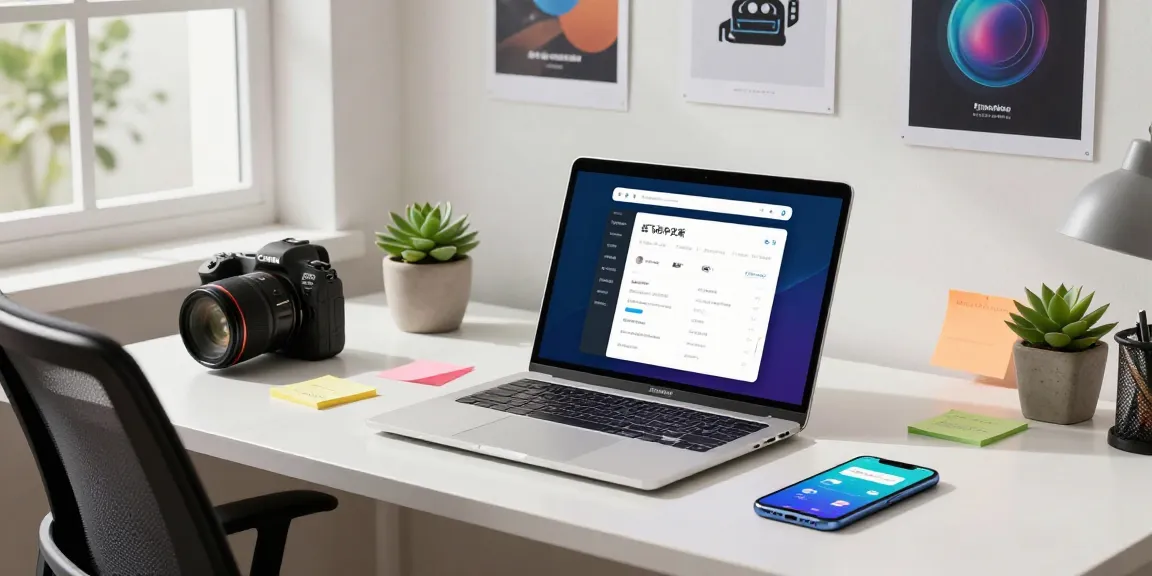 Professional home office showcasing 纸飞机中文版 app on high-end laptop, creating a productive and inviting workspace.