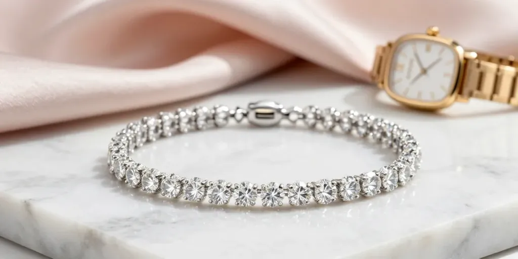 Stunning lab-grown diamond tennis bracelet showcasing elegance in Singapore's luxury market.