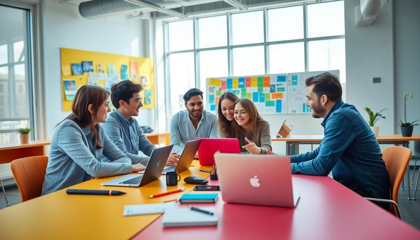 Engaged team of designers collaborating at https://bestdesignersintheworld.com/ in a vibrant office.