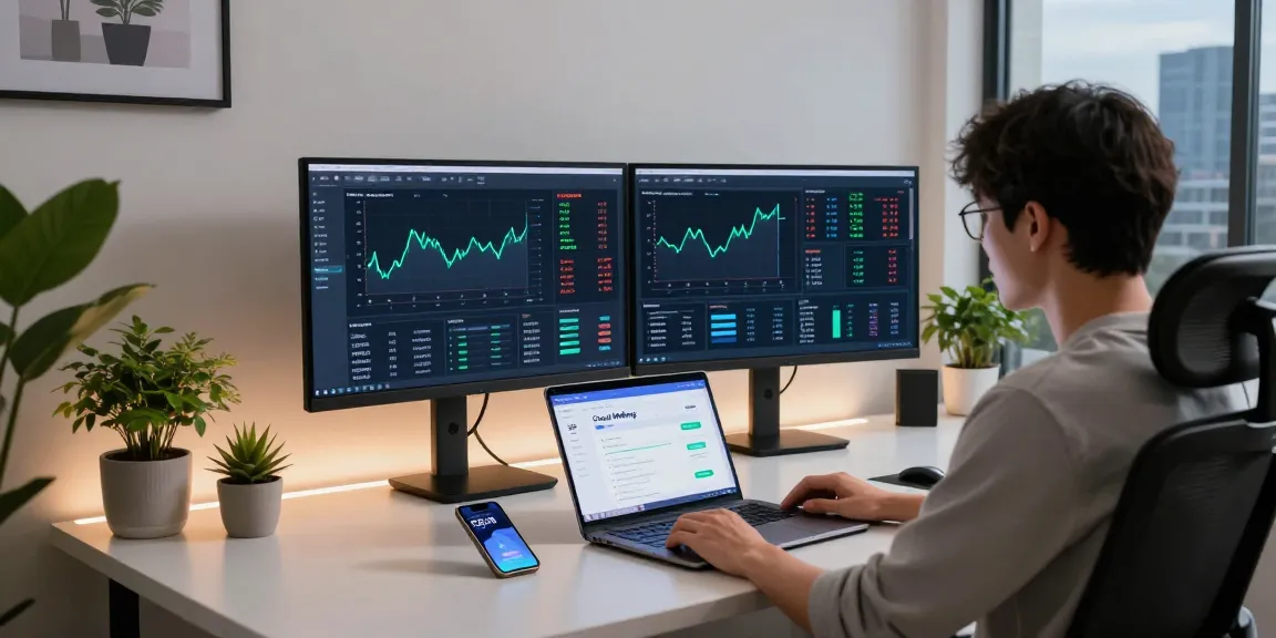 Best cloud mining platform 2026 showcased in a modern workspace with cryptocurrency dashboard, security features, and trading analytics.