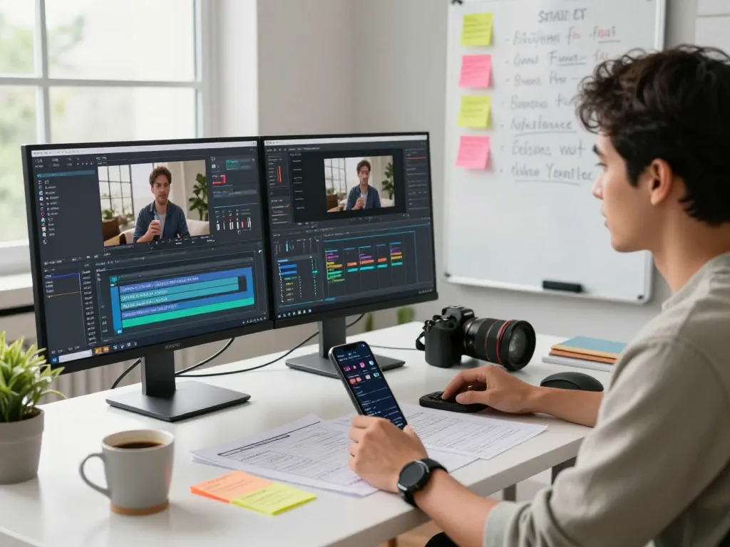 Video to prompt ai workspace with creator analyzing footage and generating prompts for video content.