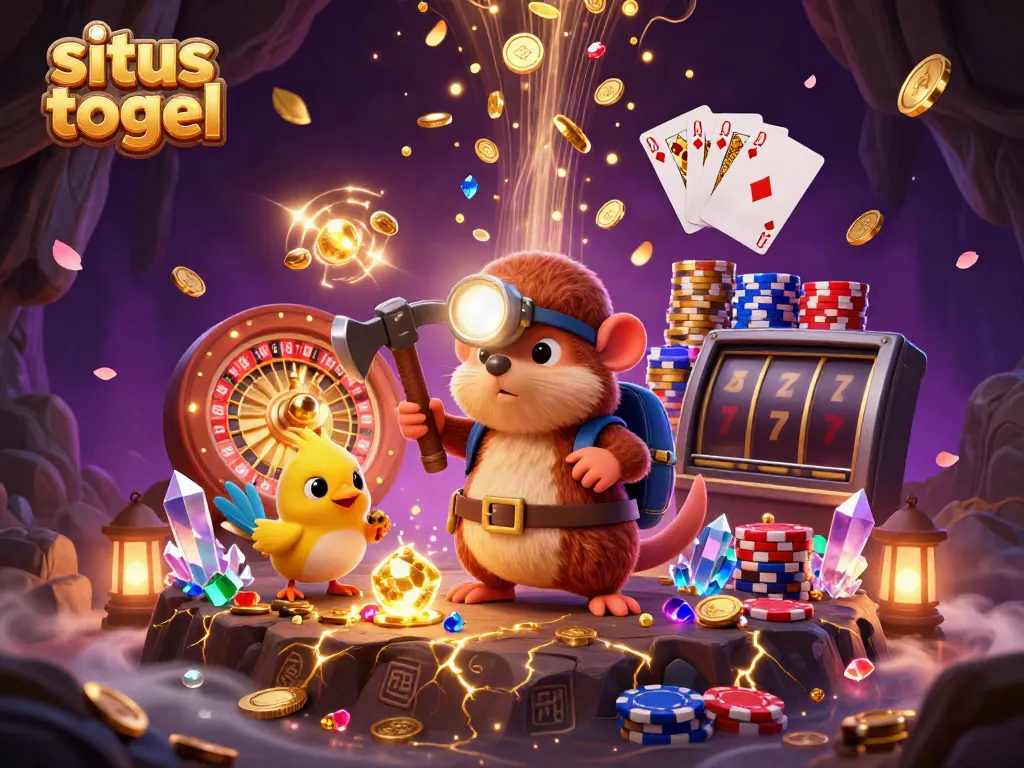 Experience the thrill of situs togel with a treasure hunter mole amidst dazzling casino treasures.