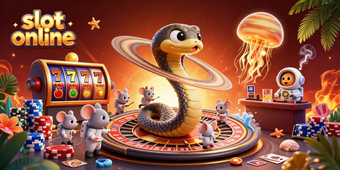 Mainkan slot online dengan karakter unik dalam ilustrasi 3D yang mendebarkan, menampilkan simbol jackpot dan suasana kasino.
