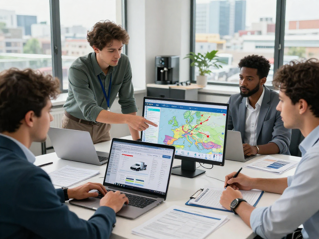 Spedition Dortmund bietet effiziente Transportlösungen mit persönlichem Service in modernem Büro.