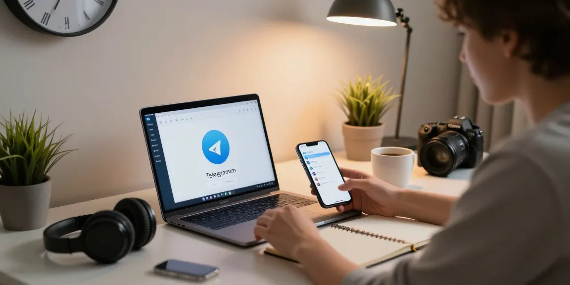 Engaged user navigating telegramin-cn.com on devices, showcasing modern digital workspace.