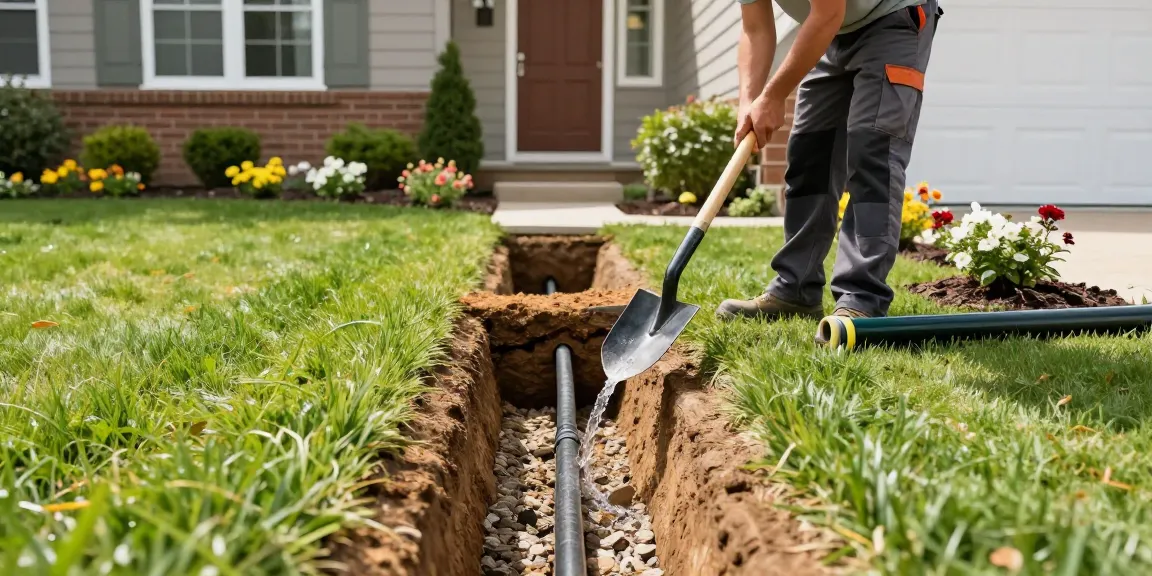 Expert Drainage Services in Saginaw, TX demonstrating a French drain installation to protect home foundations.