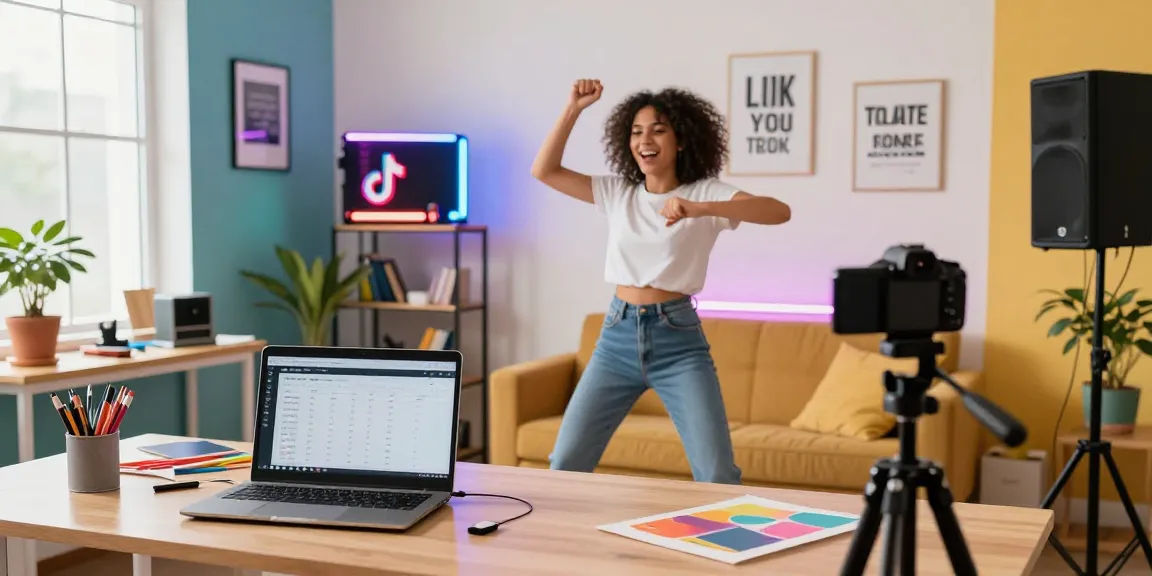 Get more TikTok followers with dynamic content creation in an energetic home studio setting.