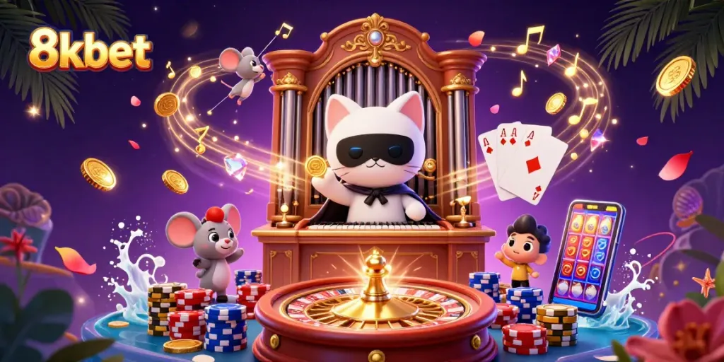 Experience thrilling gaming at 8xbet with a vibrant casino scene featuring exciting game elements.