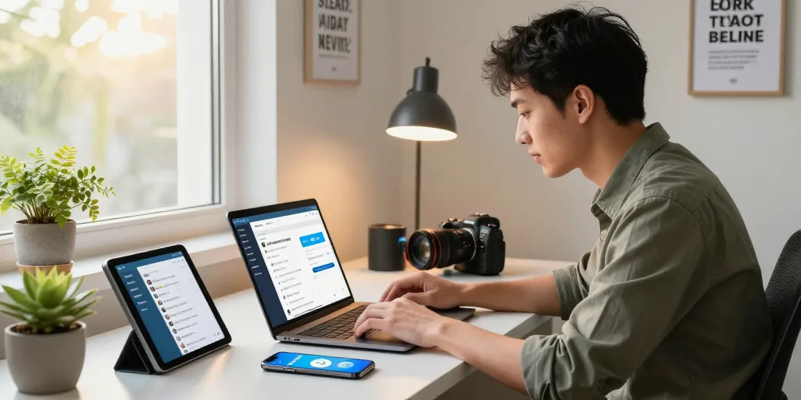 The user configuring the 纸飞机中文版 on a laptop in a contemporary home office, showcasing modern tech productivity.