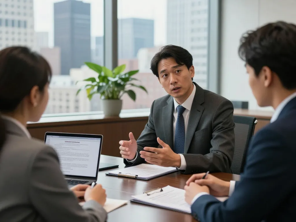 New York City Personal Injury Lawyer consulting with a client in a modern Manhattan office