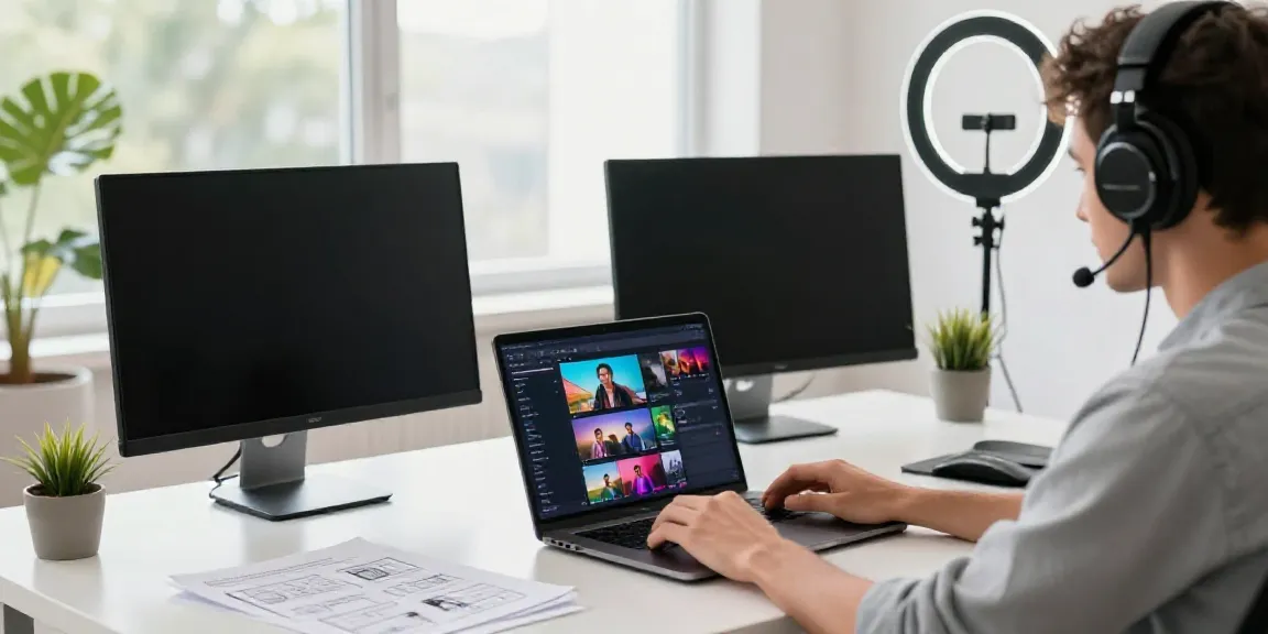 Creating engaging videos with an affordable AI short video generator in a bright workspace.
