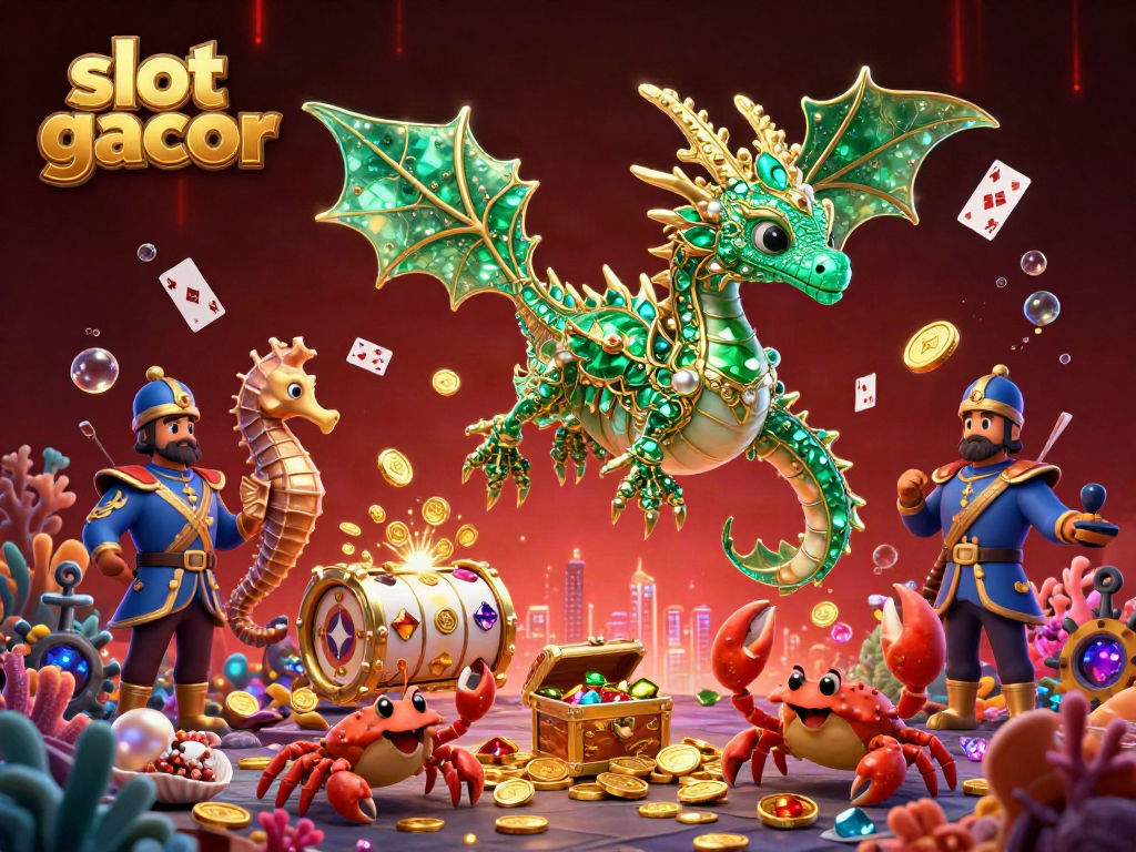 Experience the excitement of slot gacor with a vibrant underwater scene featuring animated sea creatures and spinning reels.