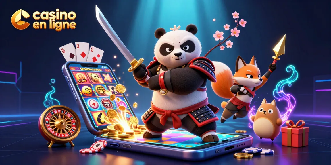 Jouez aux jeux de casino en ligne avec intrigue, samouraï panda et renard ninja en action.