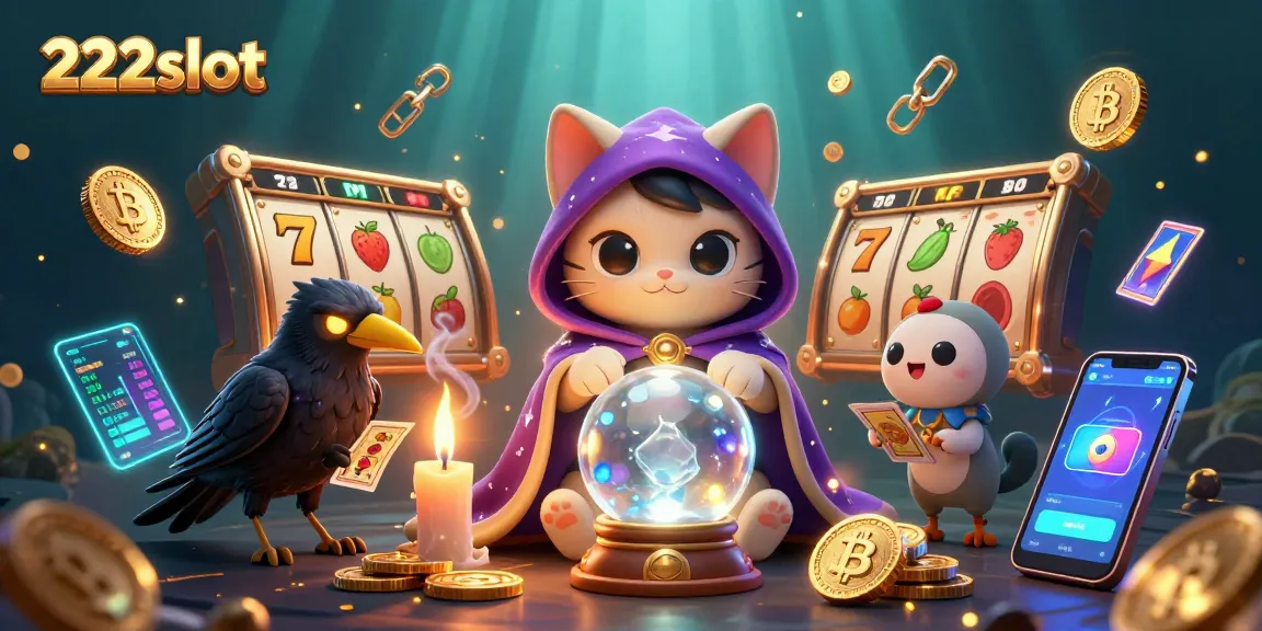 Memenangkan jackpot di 222slot dengan simbol slot kaya warna dan efek mistis.