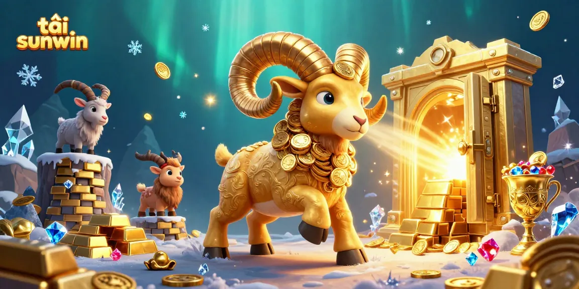 Experience thrilling casino action with tải sunwin, featuring a golden ram charging through a vault of riches.