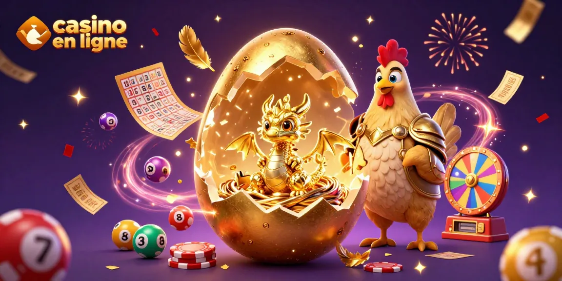 Gagnez des gains sur le casino en ligne avec un dragon doré et des jetons de poker.