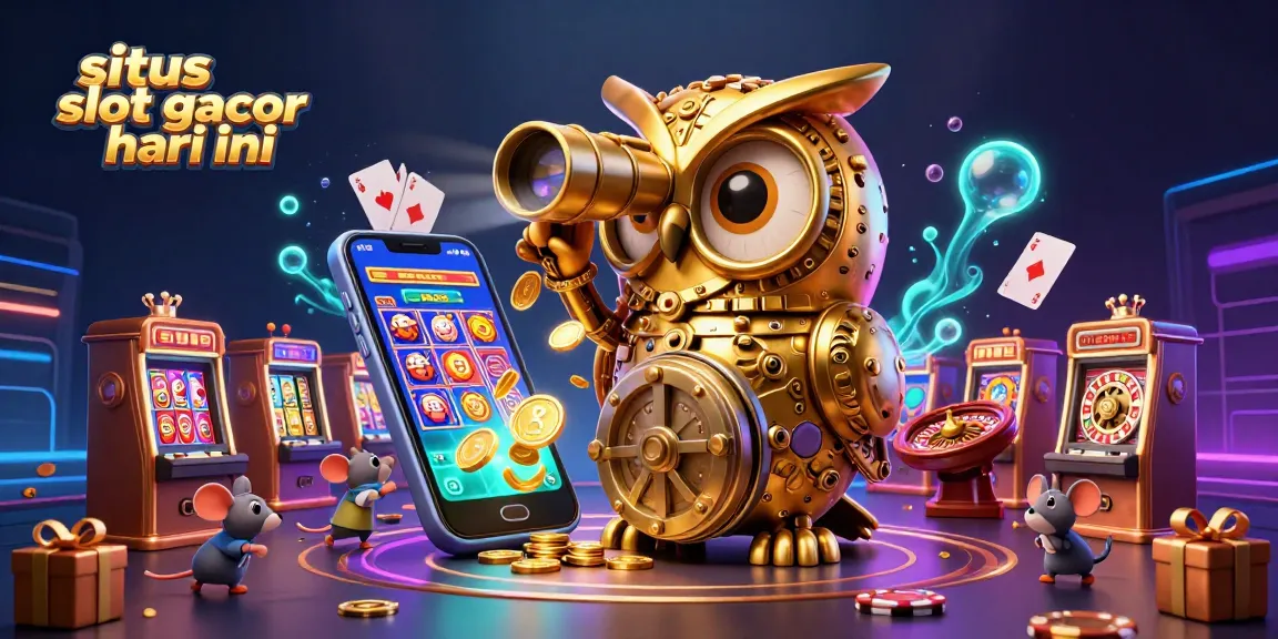 Permainan situs slot gacor hari ini menampilkan burung hantu emas yang memindai kasino dengan pendukung permainan yang penuh warna.