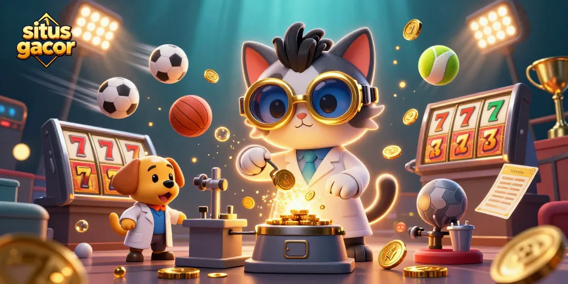 Experience the excitement of situs gacor with vibrant slot reels and gold coins spreading joy in a 3D casino
