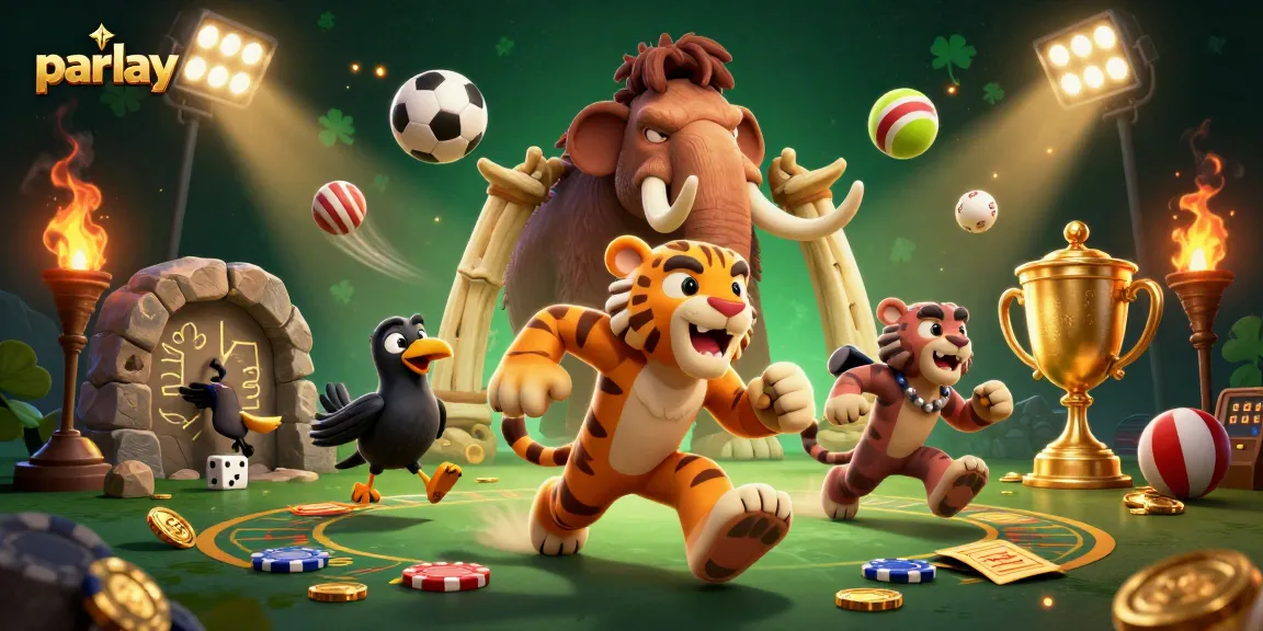 Menangkan parlay dengan permainan kasino prasejarah dan karakter unik yang bersaing di turnamen.