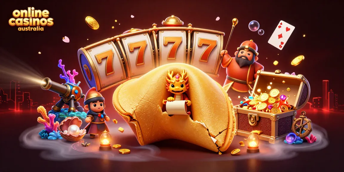 Experience excitement at online casinos Australia with a vibrant, detailed 3D casino scene.