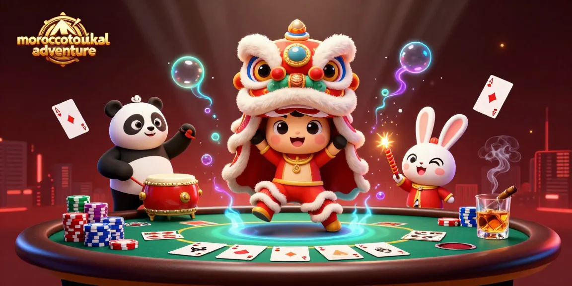 Experience the thrill of moroccotoubkaladventure with colorful characters in an energetic casino scene.