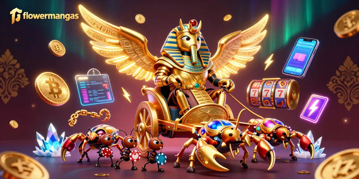 Experience the excitement of flowermangas with vibrant 3D elements showcasing a casino scene.